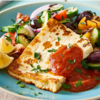 Grilled Halloumi Schnitty Salad